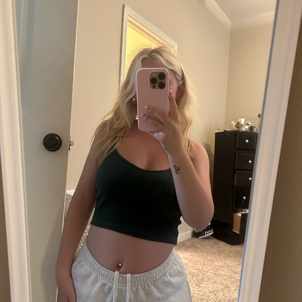Brandy Melville Dark Green Crop Top